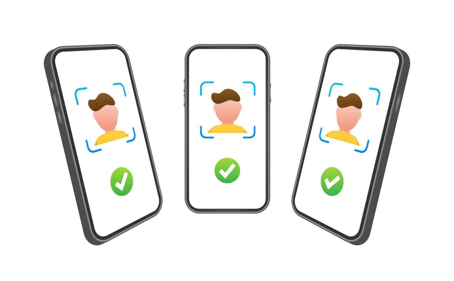 Face recognition concept design. Can use for web banner, infographics, hero images. Vector illustration.