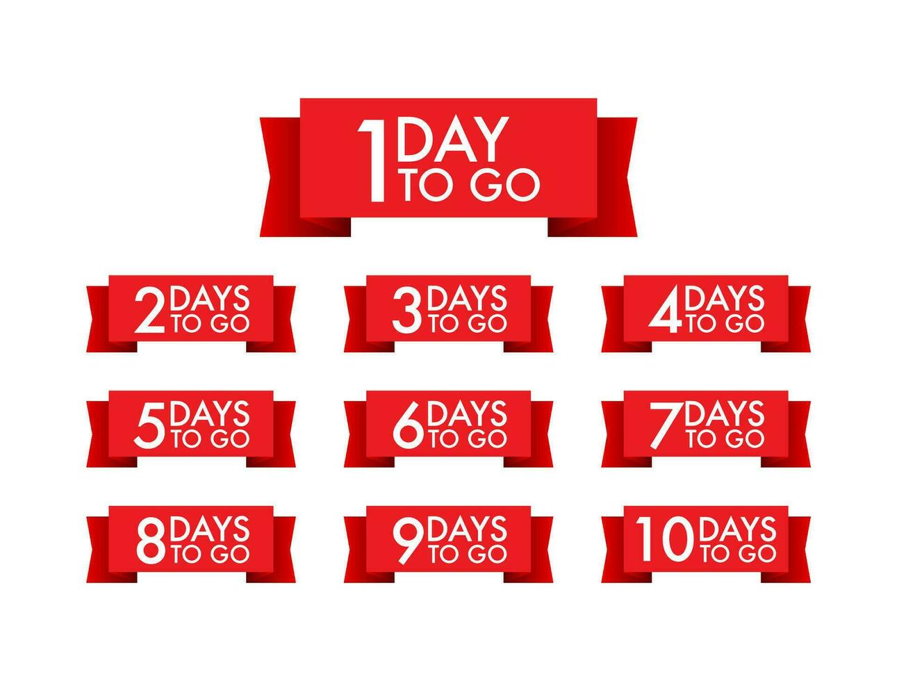 Days countdown. Days to go 1 2 3 4 5 6 7 8 9 10. The days left badges set. Product limited promo vector