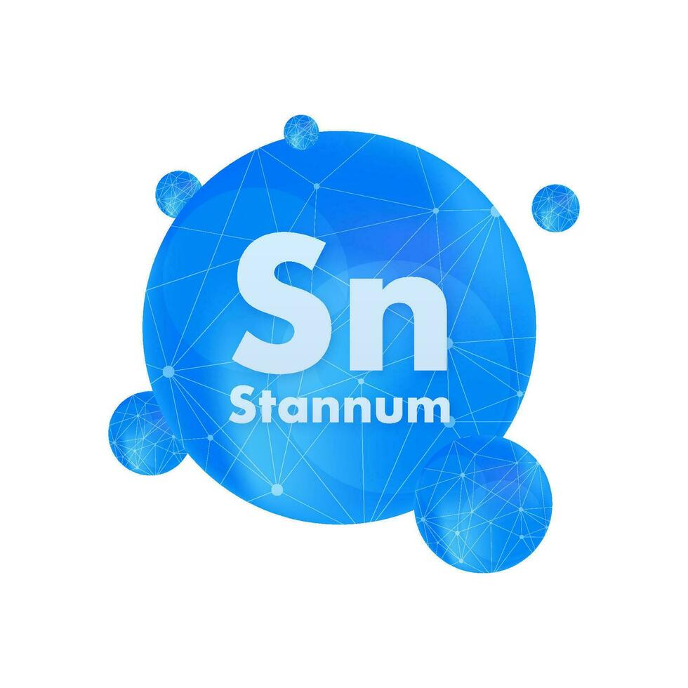 Mineral St Stannum blue shining pill capsule icon. Vector stock illustration.