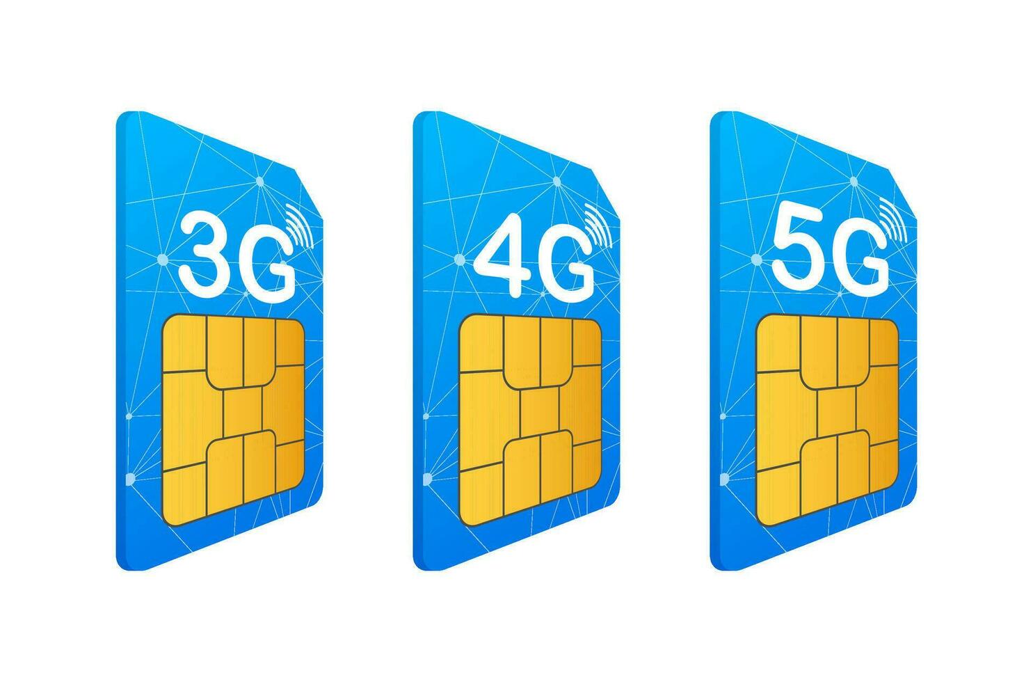 3G 4G 5G Sim Card. Mobile telecommunications technology symbol. Vector illustration.