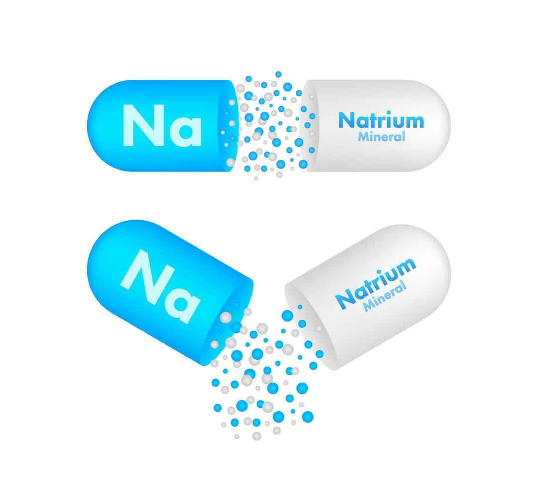 Na, Natrium blue shining pill capsule icon. Motion graphics . 4k vector