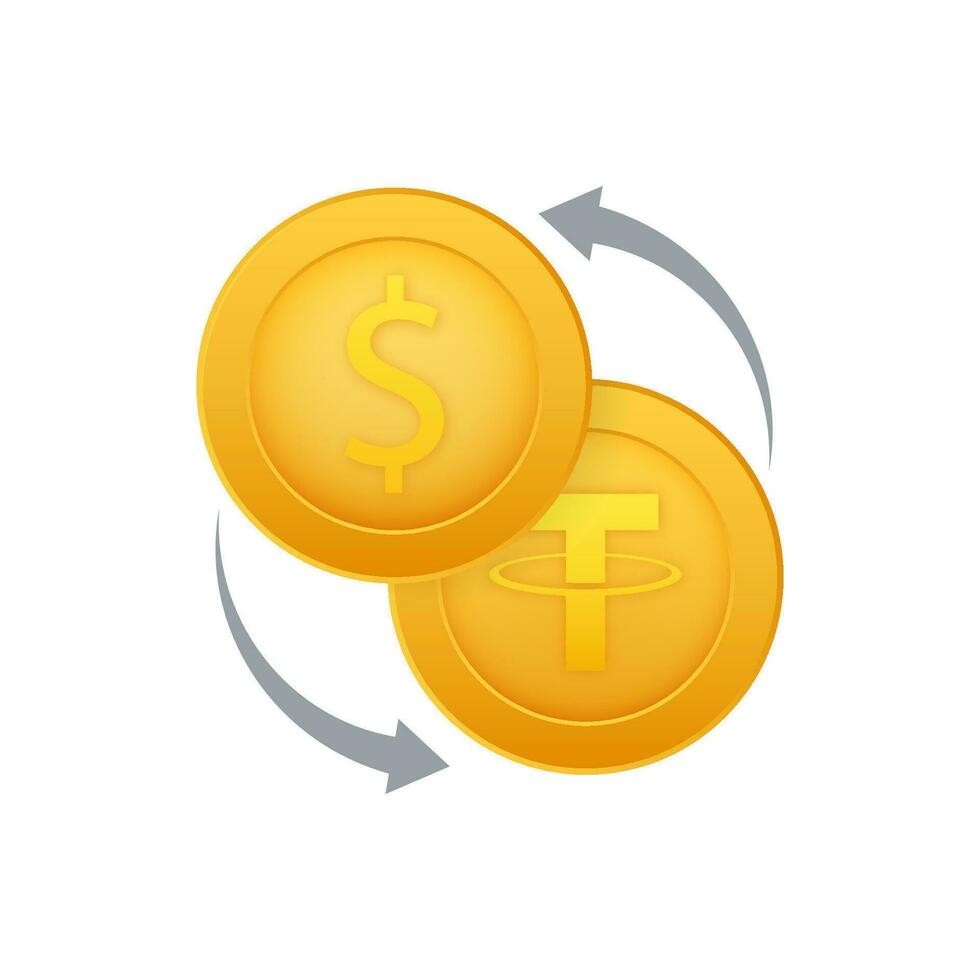 Money exchange icon. Banking and crypto currency sign. Tether and Dollar Cash transfer symbol. Motion graphics 4k vector