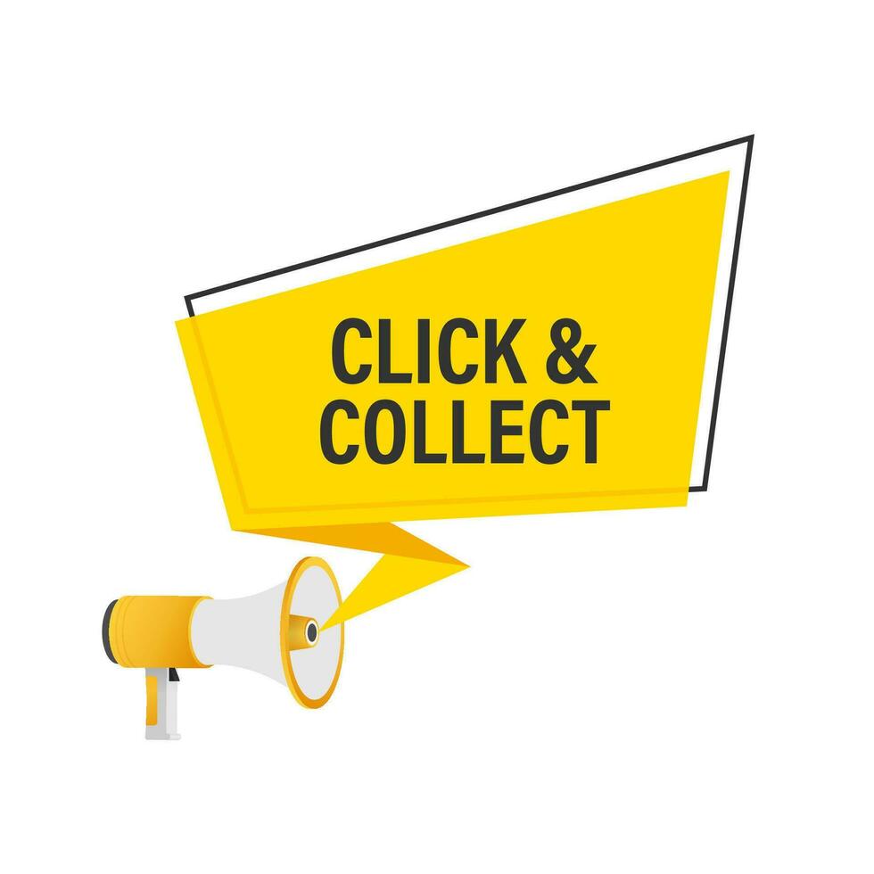 Megaphone click and collect banner. Flat style. Website Motion graphics icon. Motion graphics . 4k vector