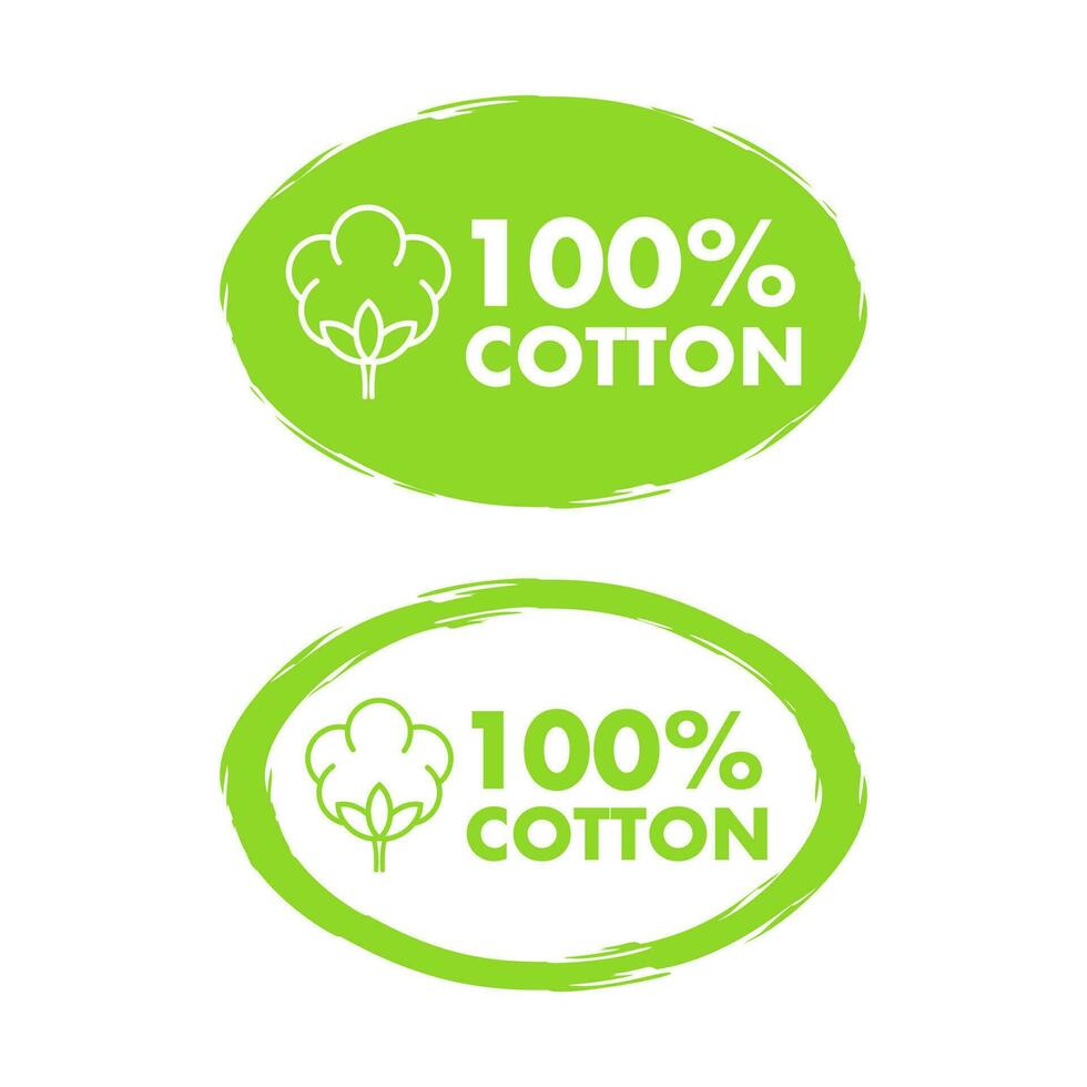 100 cotton label. Natural fiber sign. Vector stock illustration.