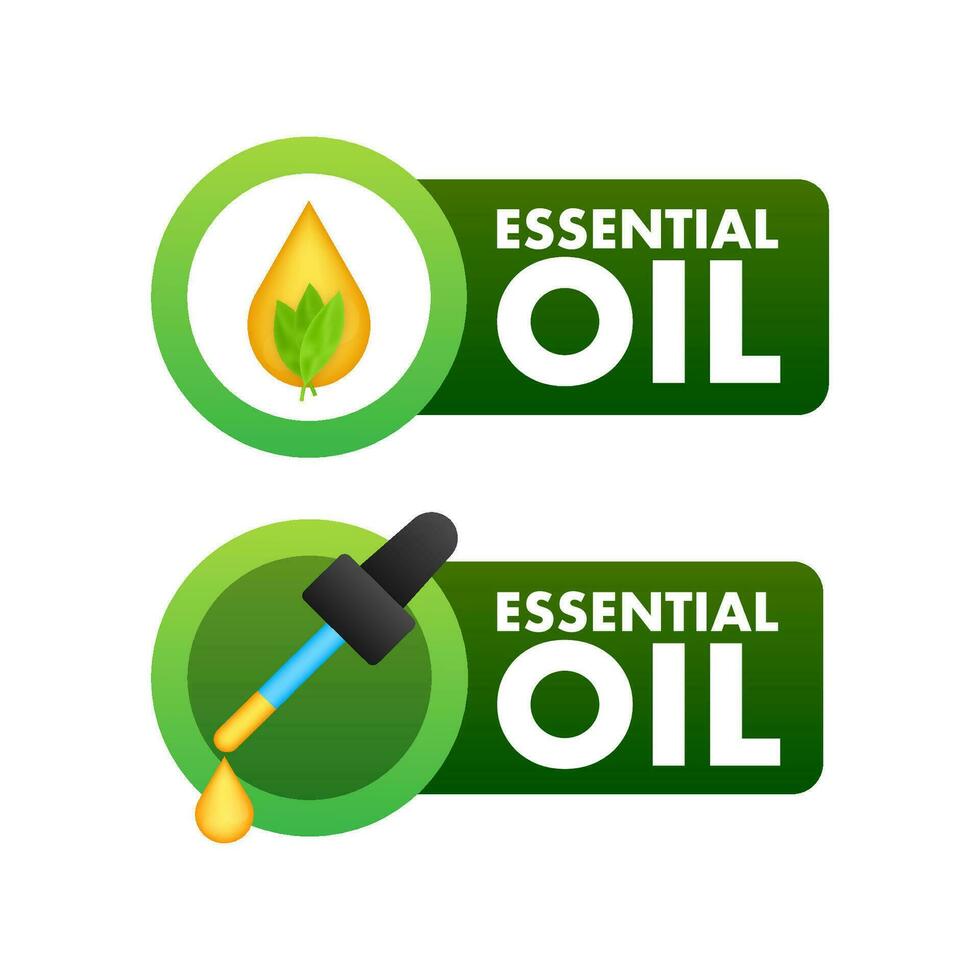 Essential oil sign, label. Vector stock illustration