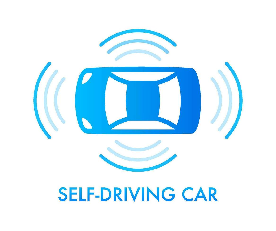 Autonomous self-driving car, driverless car. Vector stock illustration.