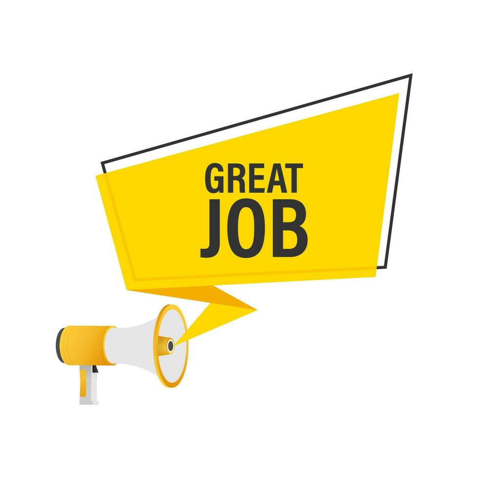 Hand Holding Megaphone with Great job. Megaphone banner. Web design 4k vector