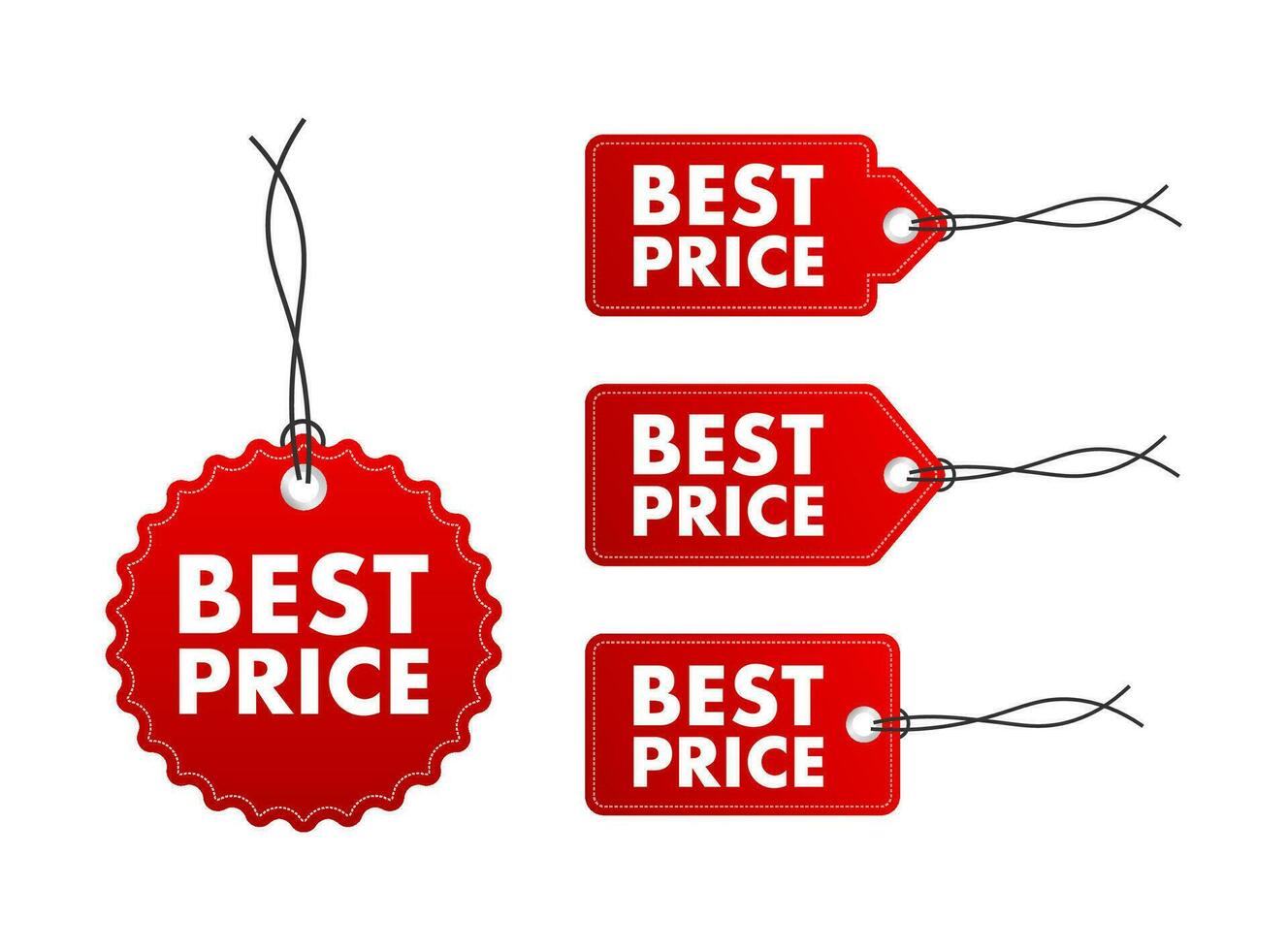 Best price web design elements. Shopping tags and best price badge. Vector stock illustration.