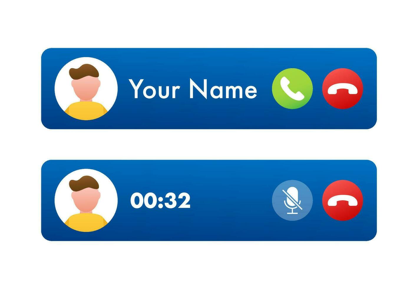 Mockup incoming call. Call screen Interface. Vector stock illustration.