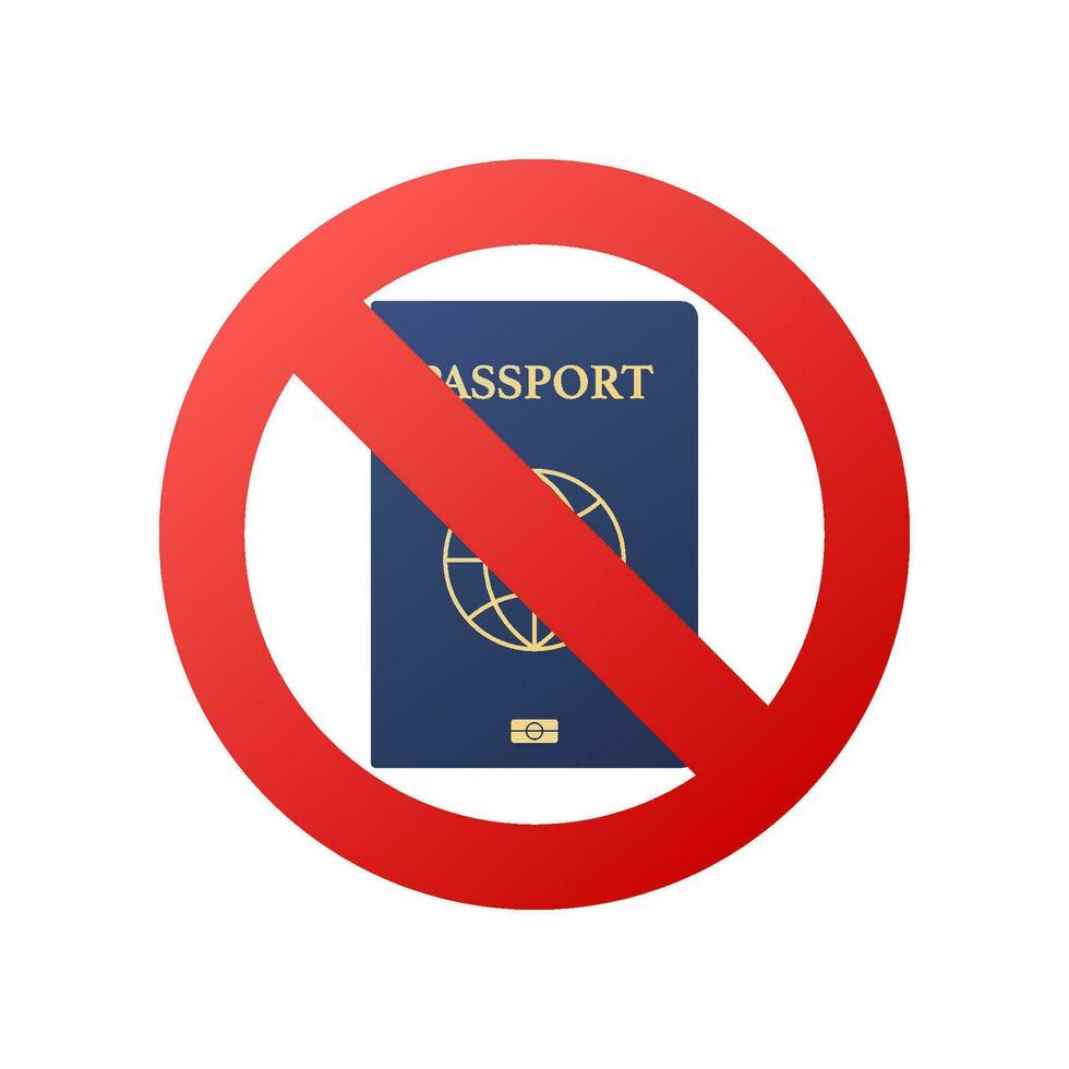 Passport ban icon. International passport with prohibition. Travel visa cancellation. vector