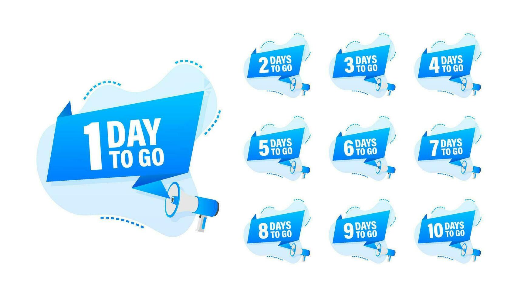 Days countdown. Days to go 1 2 3 4 5 6 7 8 9 10. The days left badges set. Product limited promo vector