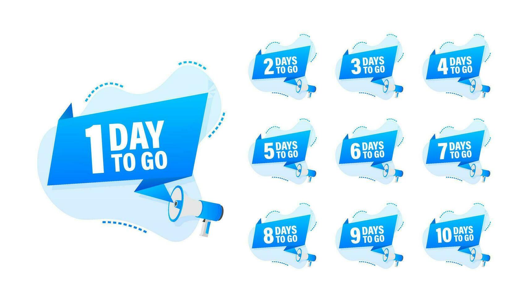 Days countdown. Days to go 1 2 3 4 5 6 7 8 9 10. The days left badges set. Product limited promo vector