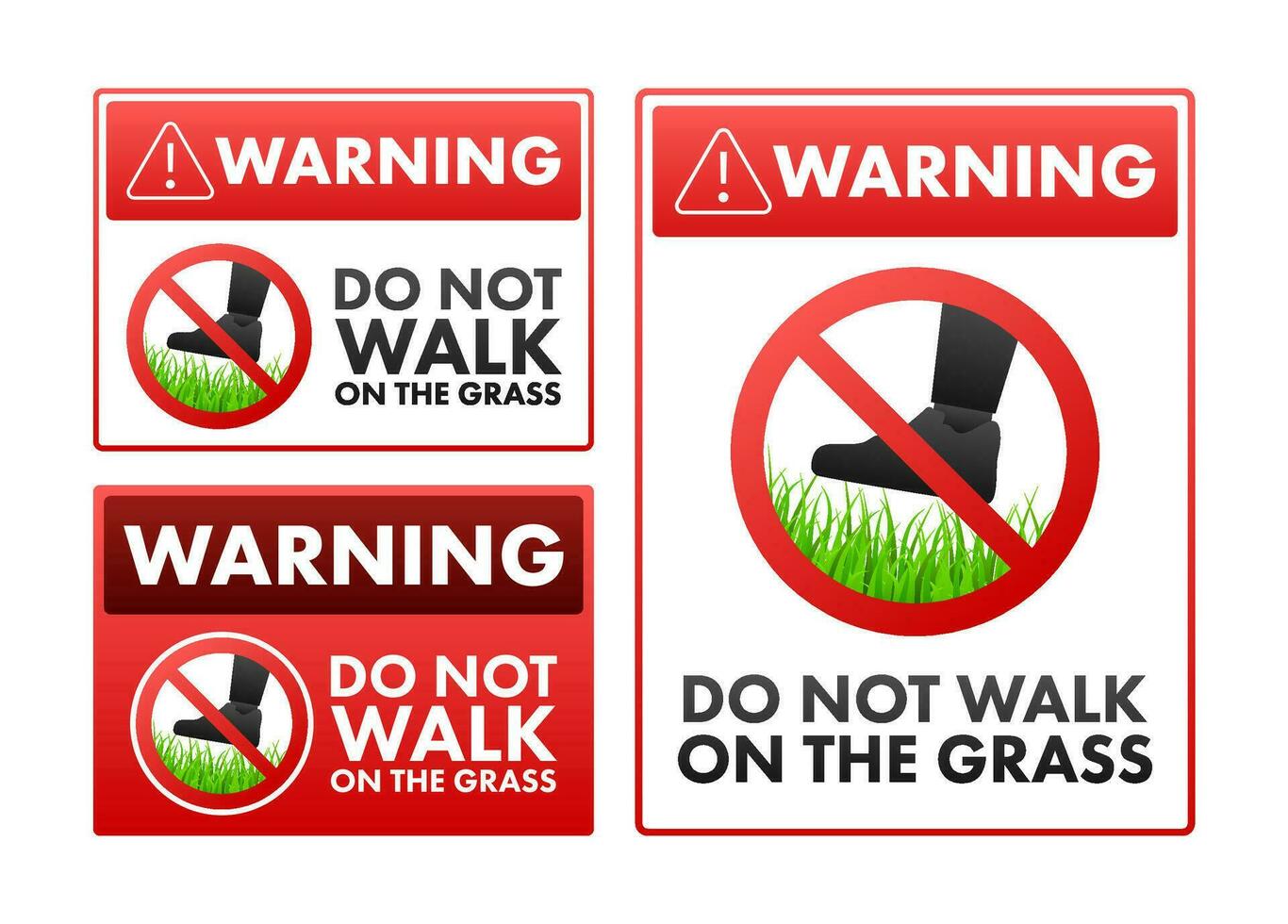 Keep of the grass. Do not walk on lawns. Do not step on grass sign. vector