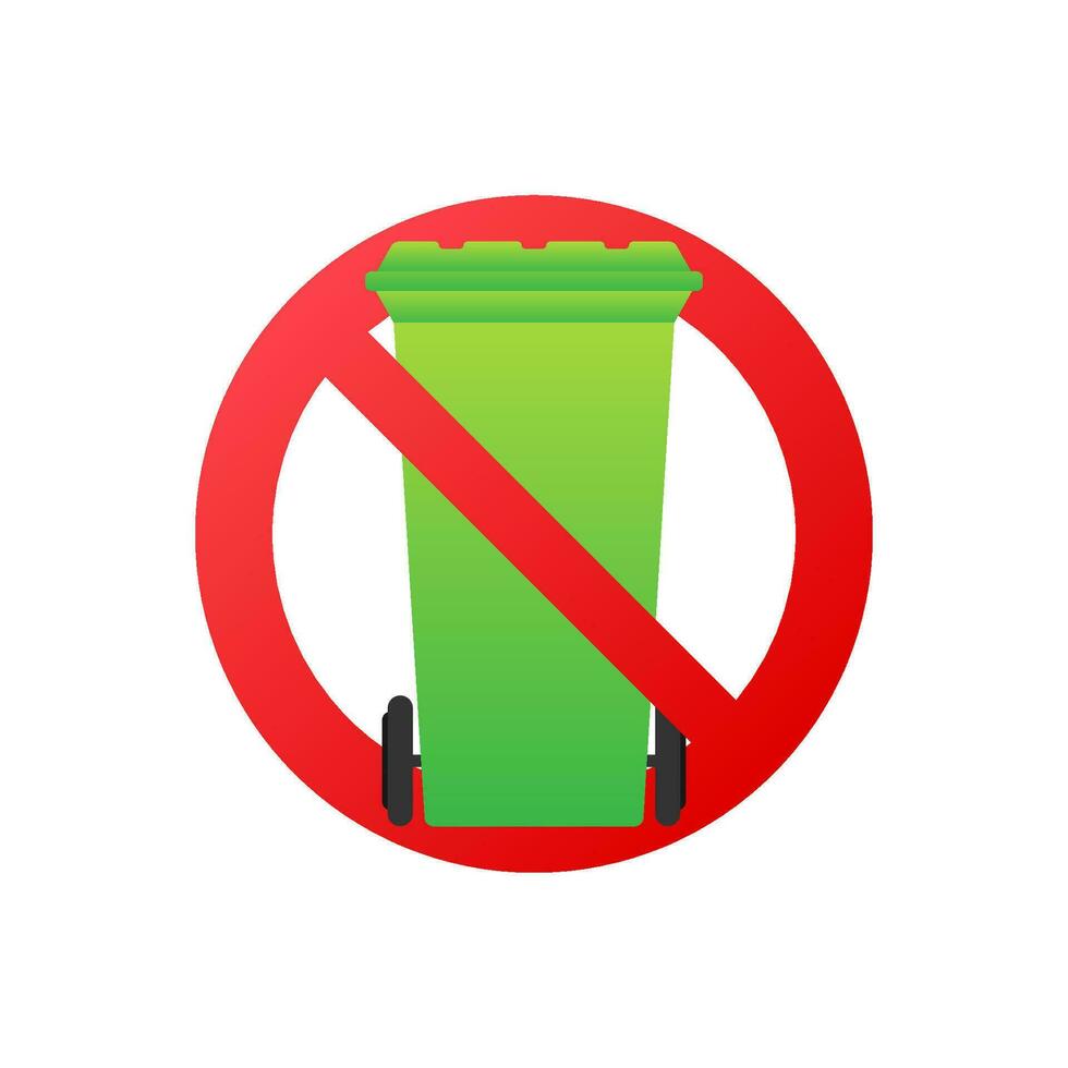 Icon with no garbage dumpster. No garbage dumpster icon on white background 4k vector