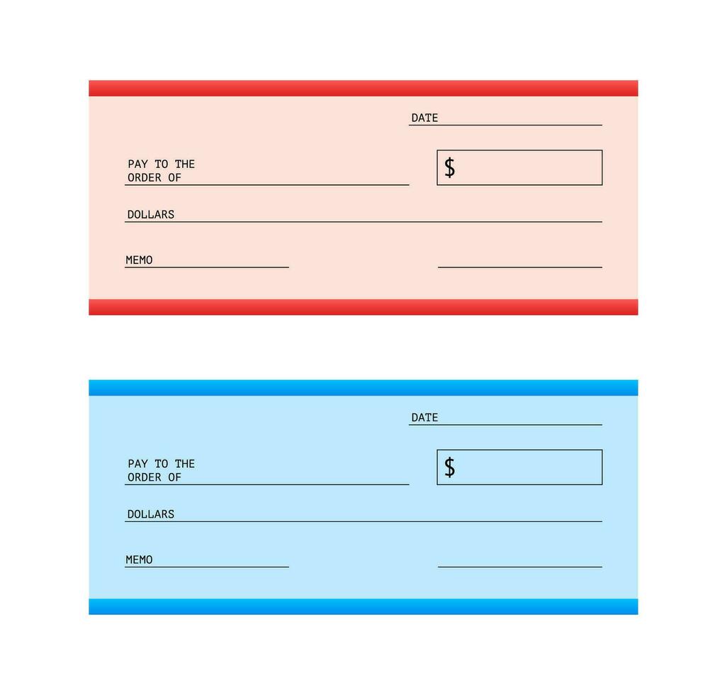 Blank Check. Financial Payment. Chequebook template. Vector stock illustration.