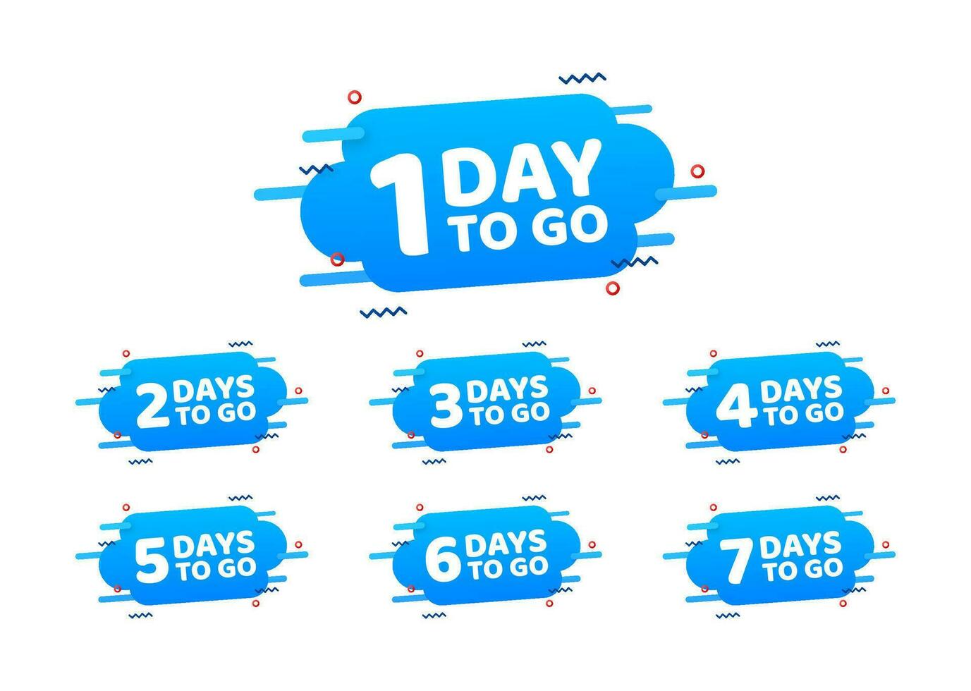 Days countdown. Days to go 1 2 3 4 5 6 7 8 9 10. The days left badges set. Product limited promo vector