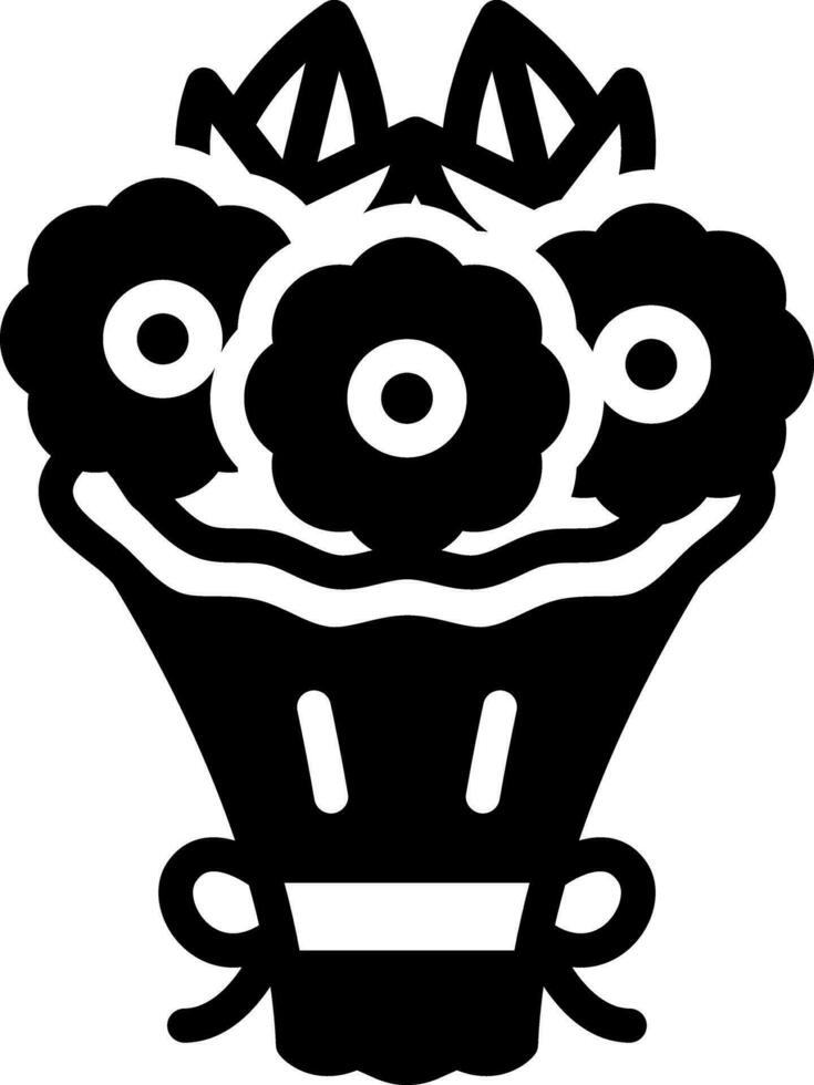 sólido icono para ramo de flores vector