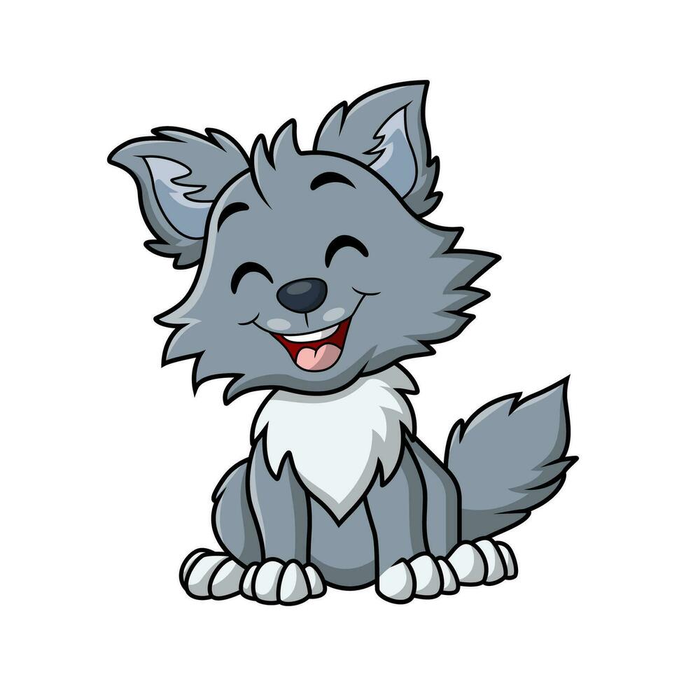 linda pequeño lobo dibujos animados en blanco antecedentes vector