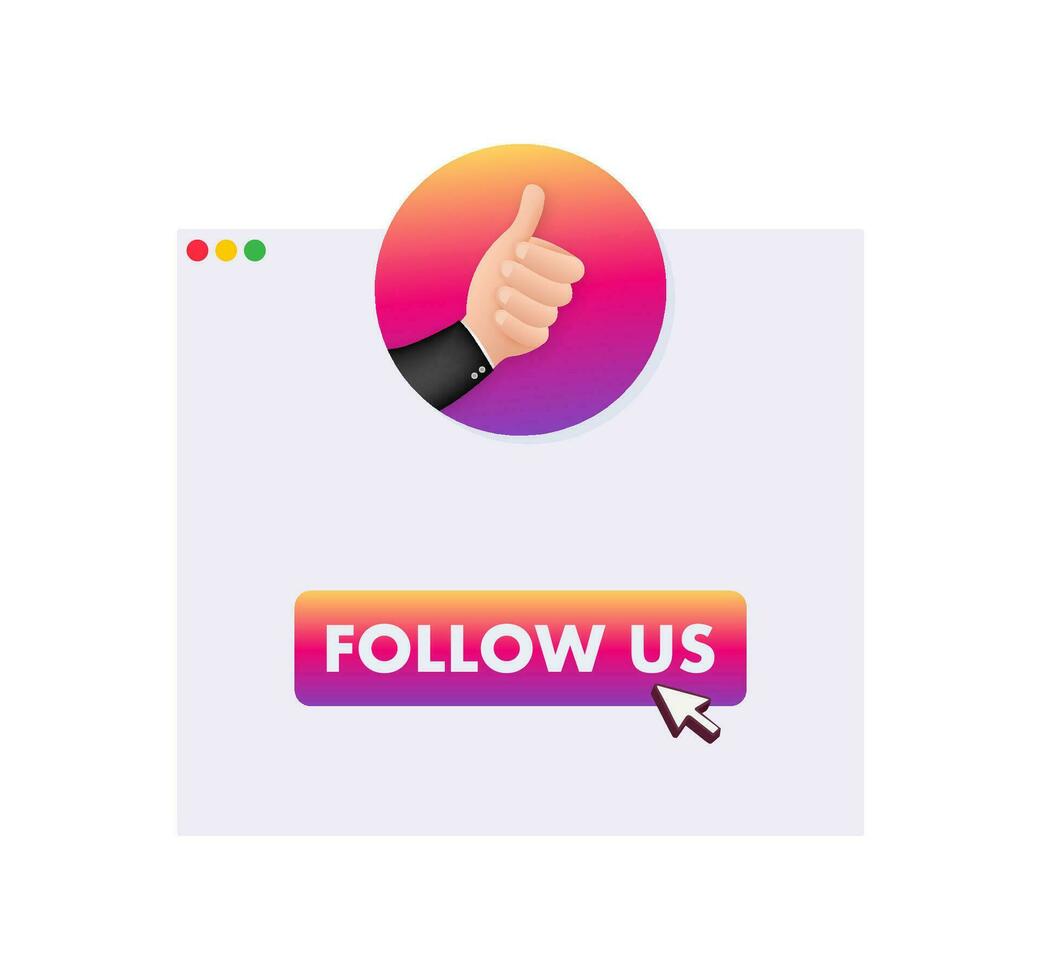 Follow us. Hand click icon. Finger click icon. stock illustration vector