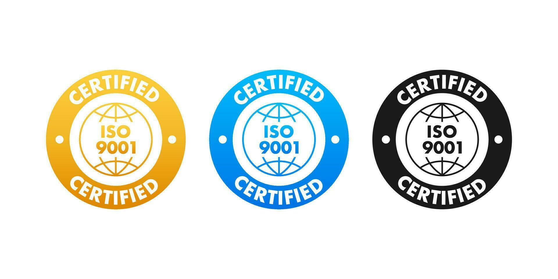 Yo asi 9001 certificado insignia, icono. Certificación estampilla. plano diseño vector ilustración.