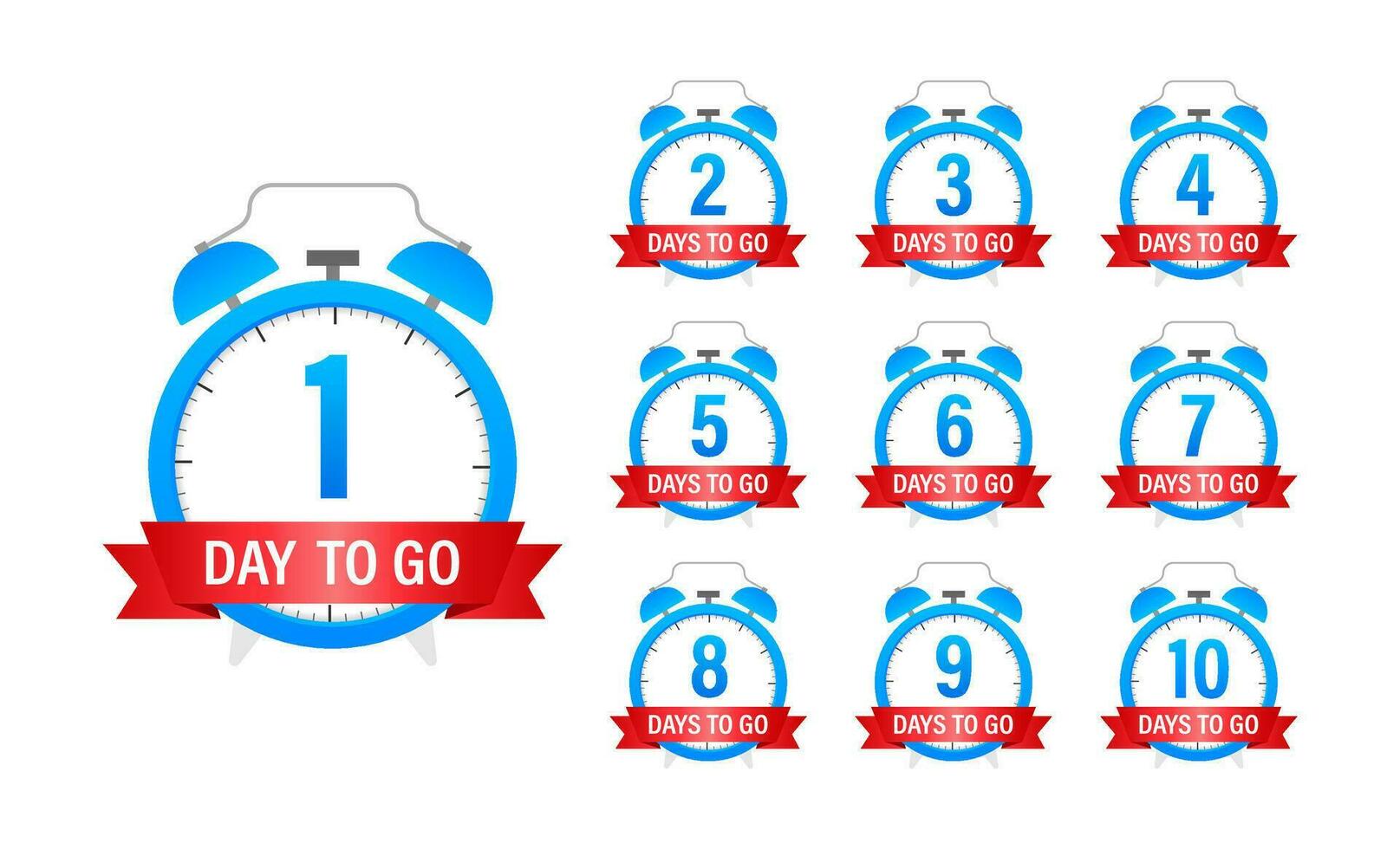 Days countdown. Days to go 1 2 3 4 5 6 7 8 9 10. The days left badges set. Product limited promo vector