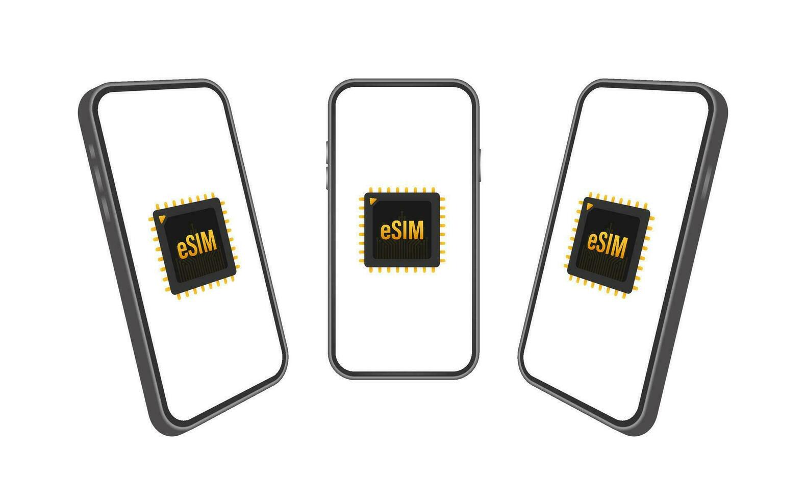 eSIM card chip sign. Embedded SIM concept. New mobile communication technology. Vector stock illustration
