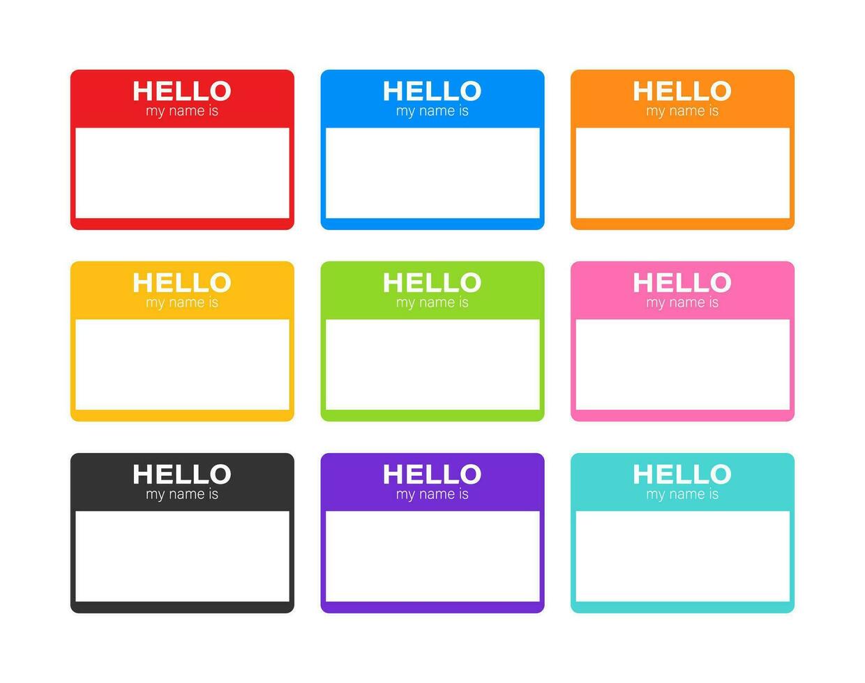 Hello My Name Is Name Tag Set Label sticker on white background Vector illustration
