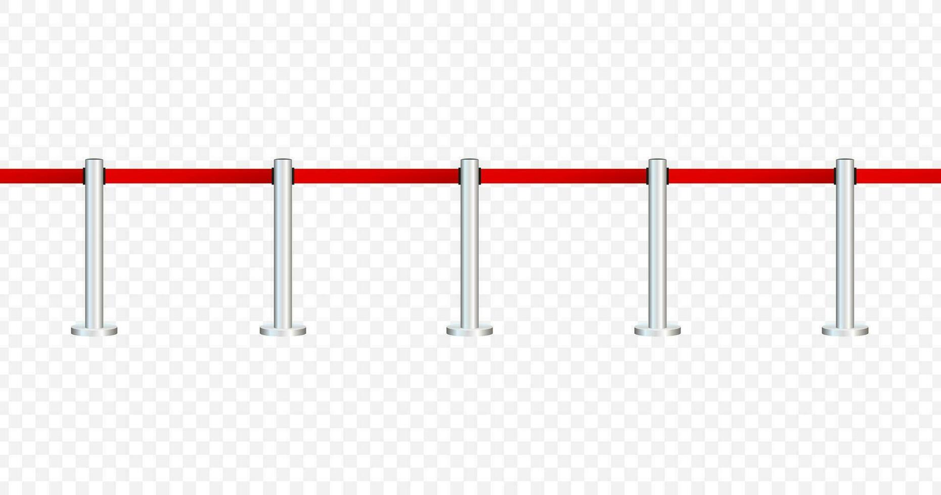 Red carpet with red ropes on golden stanchions. Exclusive event, movie premiere, gala, ceremony, awards concept. Vector stock illustration.