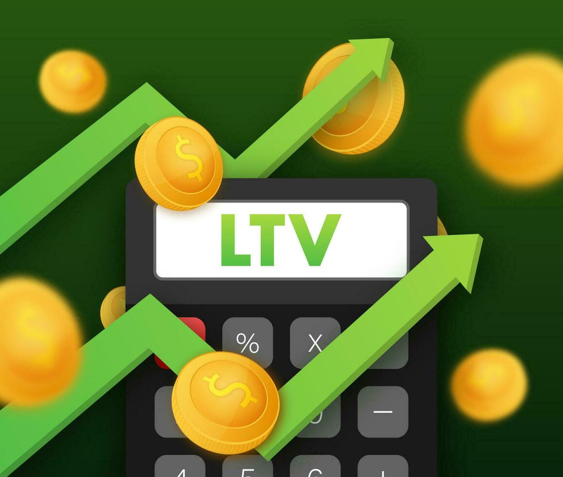 LTV - Lifetime Value sign, label, Loan to value. Business concept. Vector stock illustration.