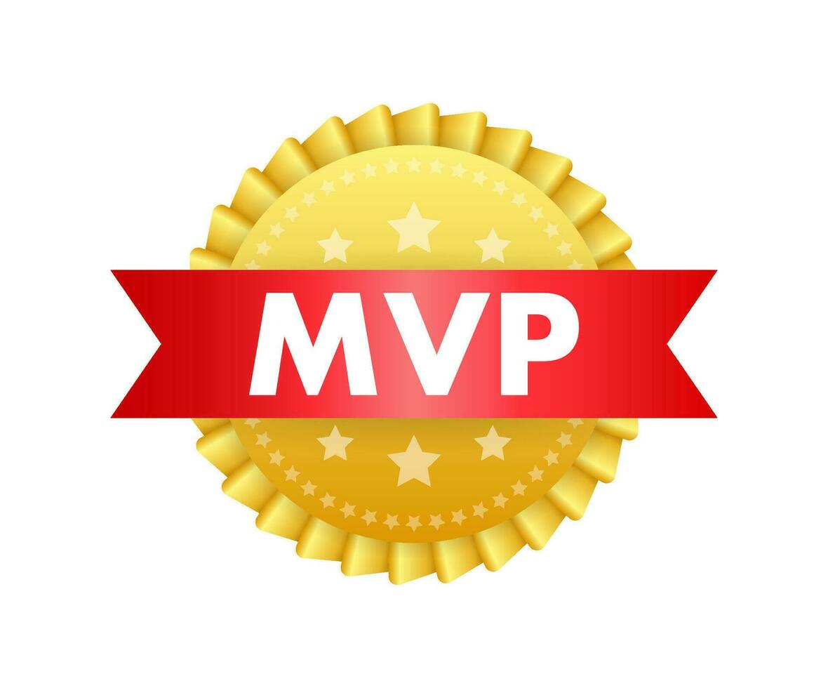 MVP gold medal award. Most valuable player. Vector stock illustration