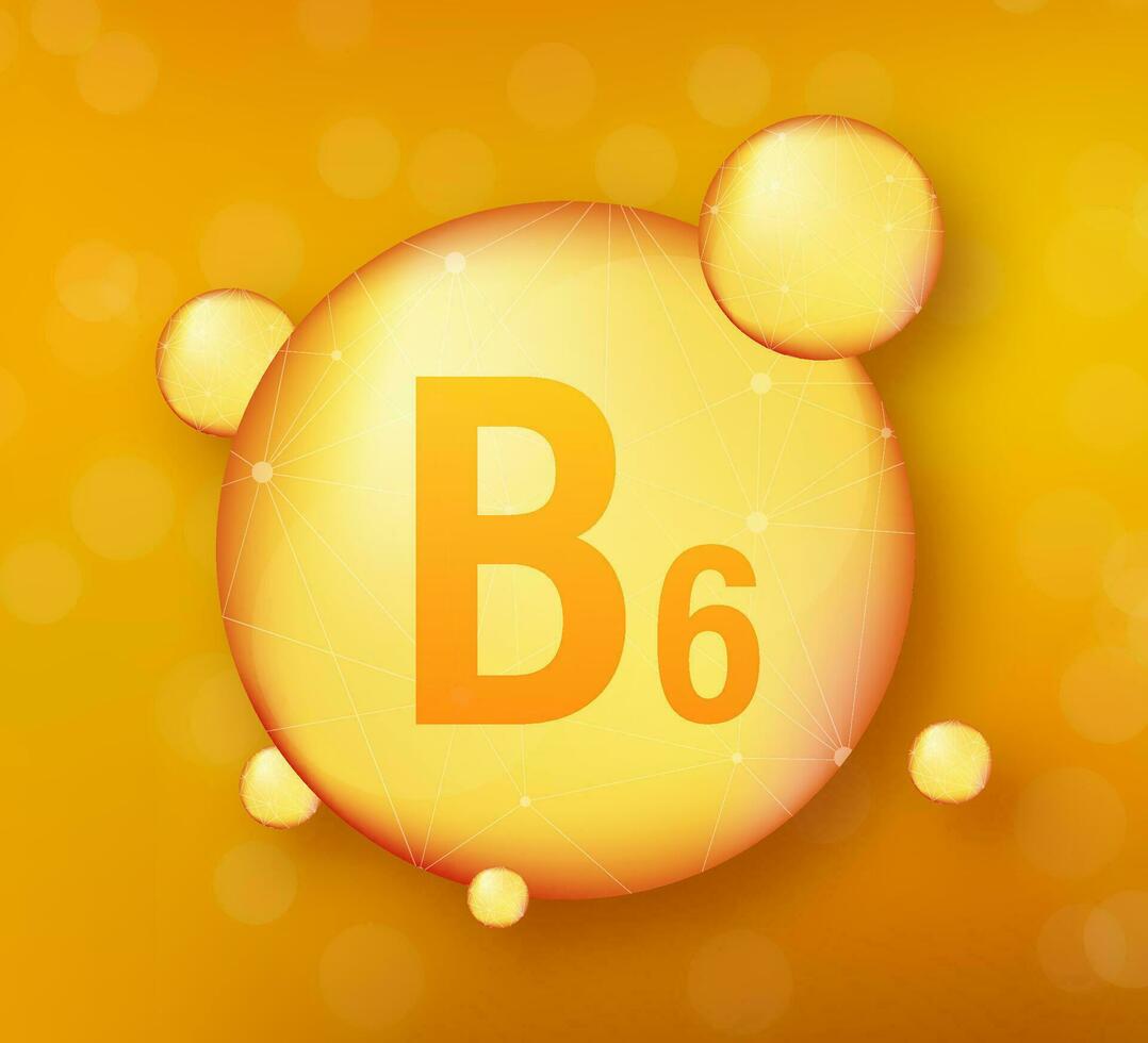 vitamina si 6 6 oro brillante icono. ascórbico ácido. vector ilustración