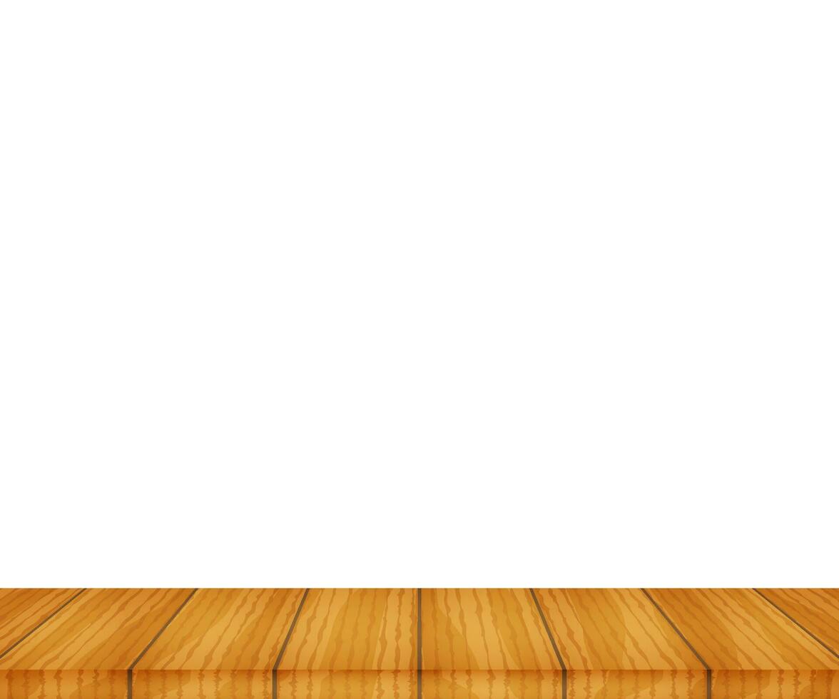 Vector wood table top on white background