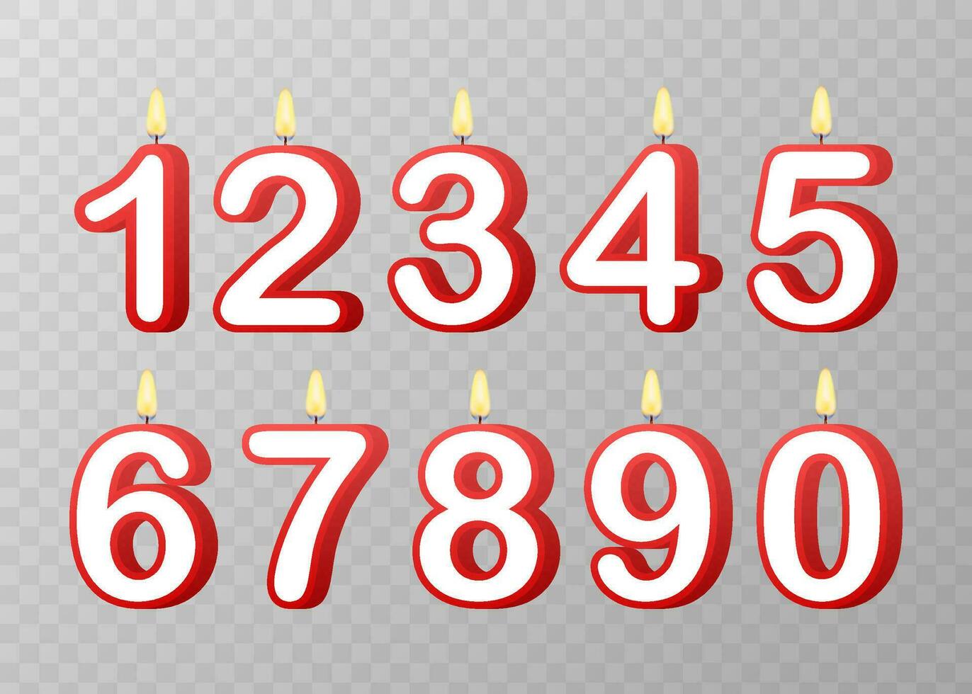 Set of Happy Birthday candle numbers. Vector stock illustration