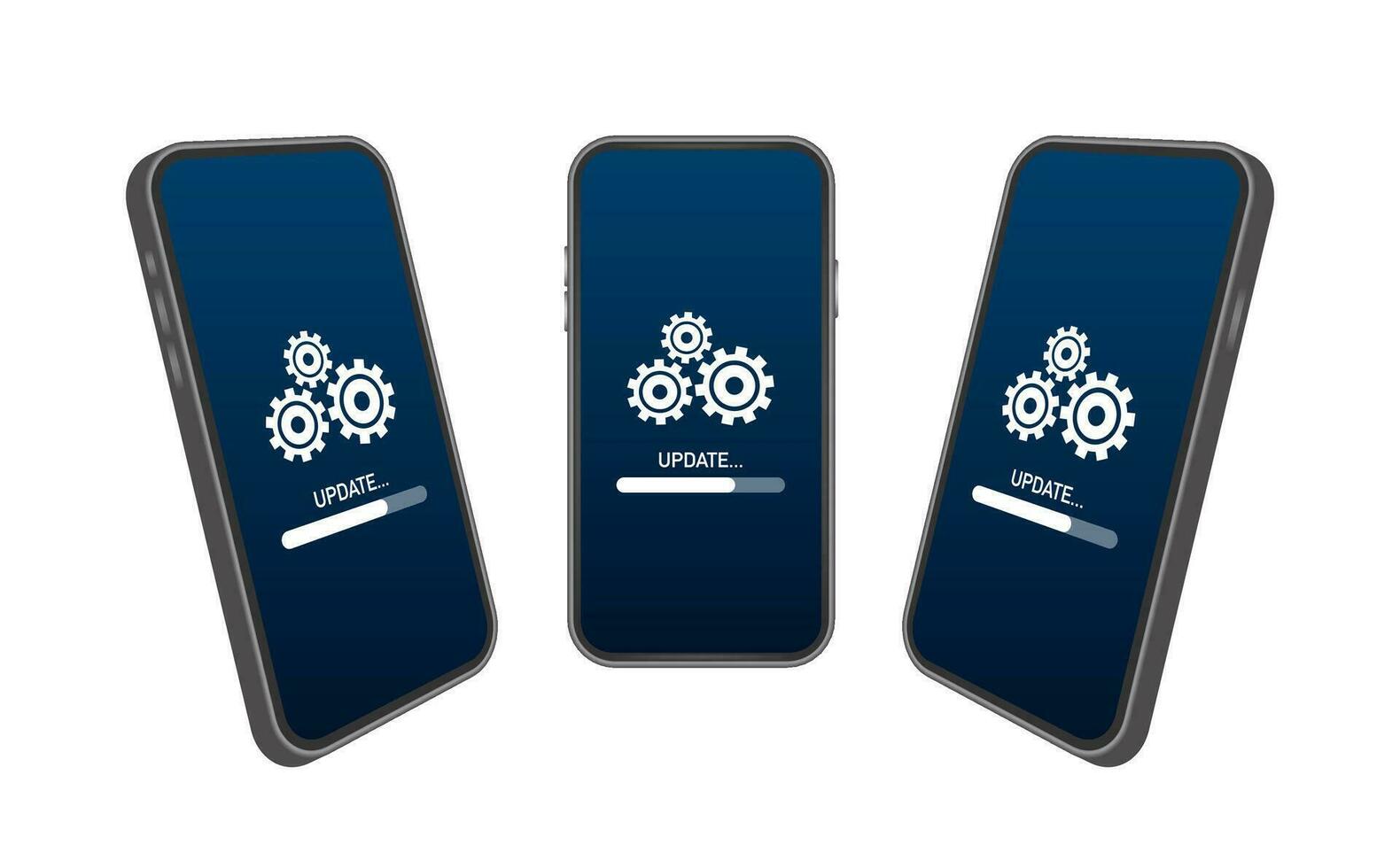 System software update, data update or synchronize with progress bar on the smartphone screen. Vector Illustration