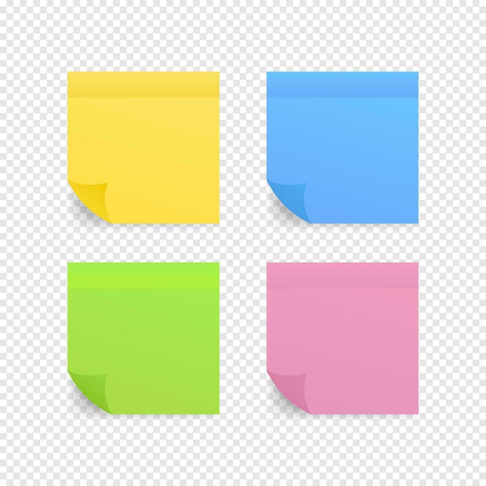 Sticky colored notes. Post note paper. Vector stock illustration.