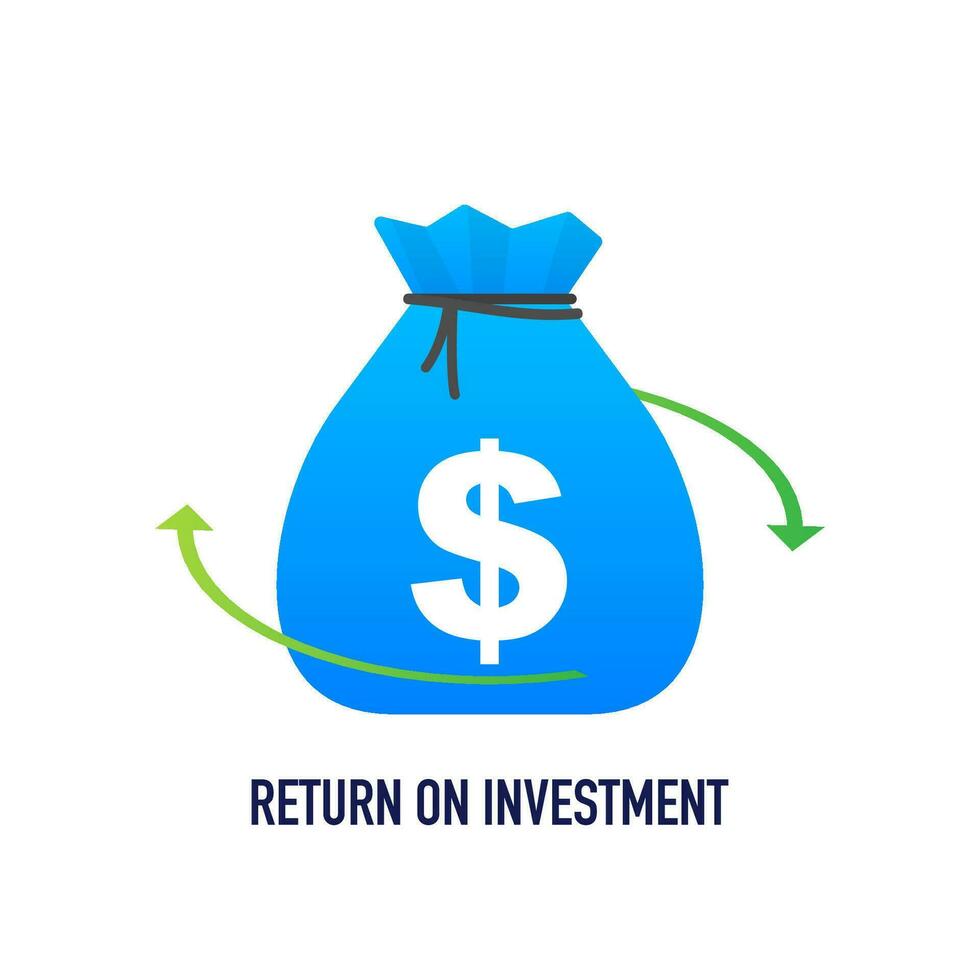 Return on investment concept vector illustration in isometric design. ROI business marketing background