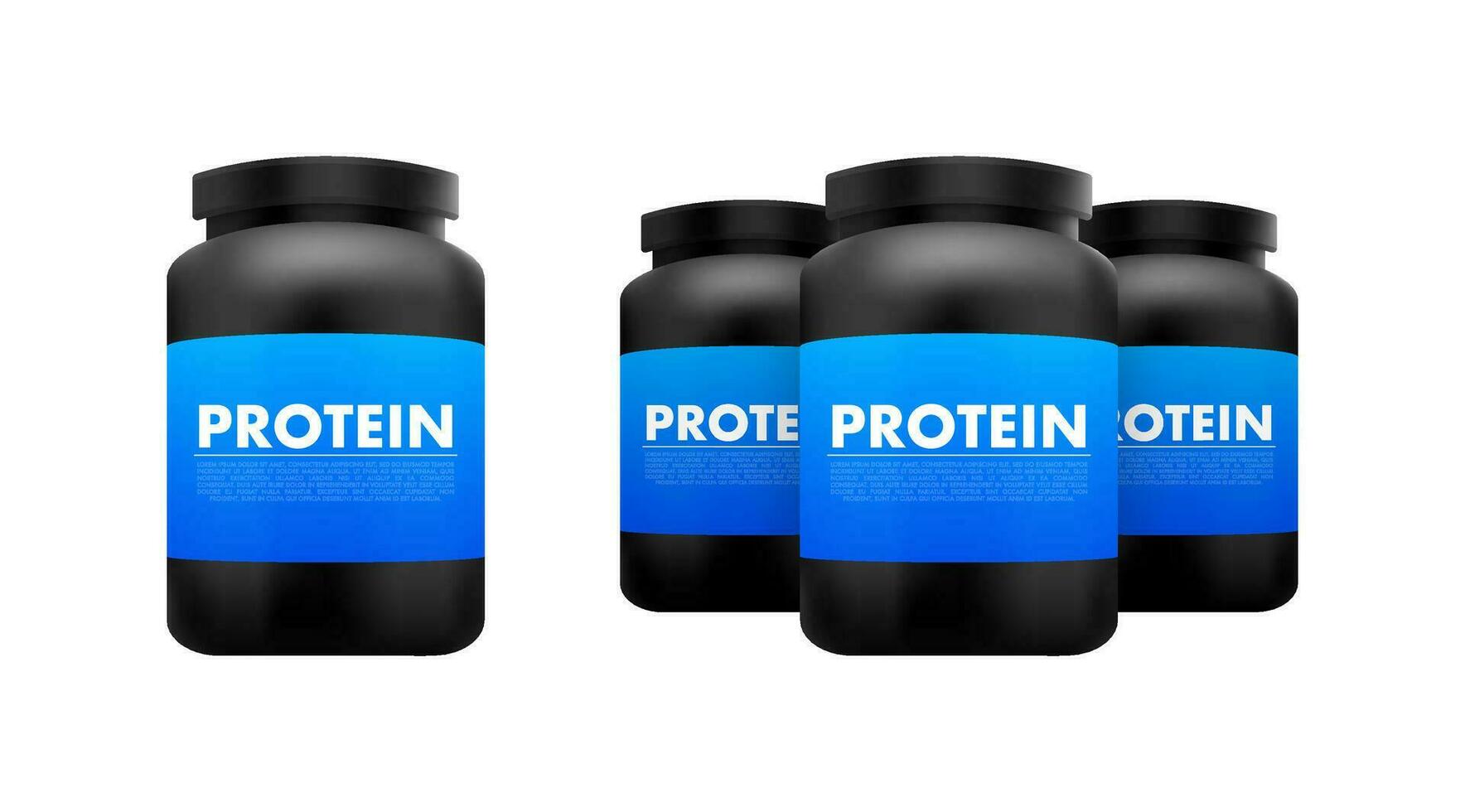 Protein supplement jar mockup. Sport or dietary nutrition. Bottle protein. Vector stock illustration.