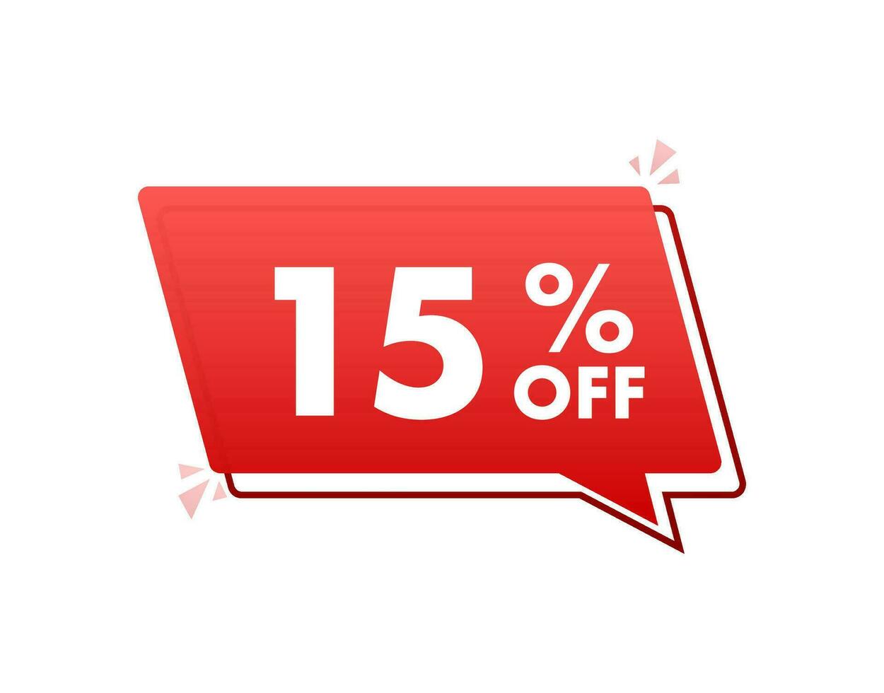 15 percent OFF Sale Discount Banner with megaphone. Discount offer price tag. 15 percent discount promotion flat icon. Vector illustration.