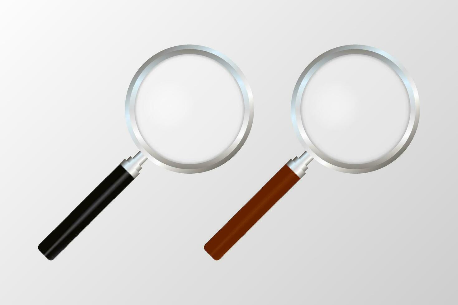 Realistic magnifying glass on transparent background. Search and inspection symbol. Bussiness concept. Sciene or school supplies. Vector stock illustration