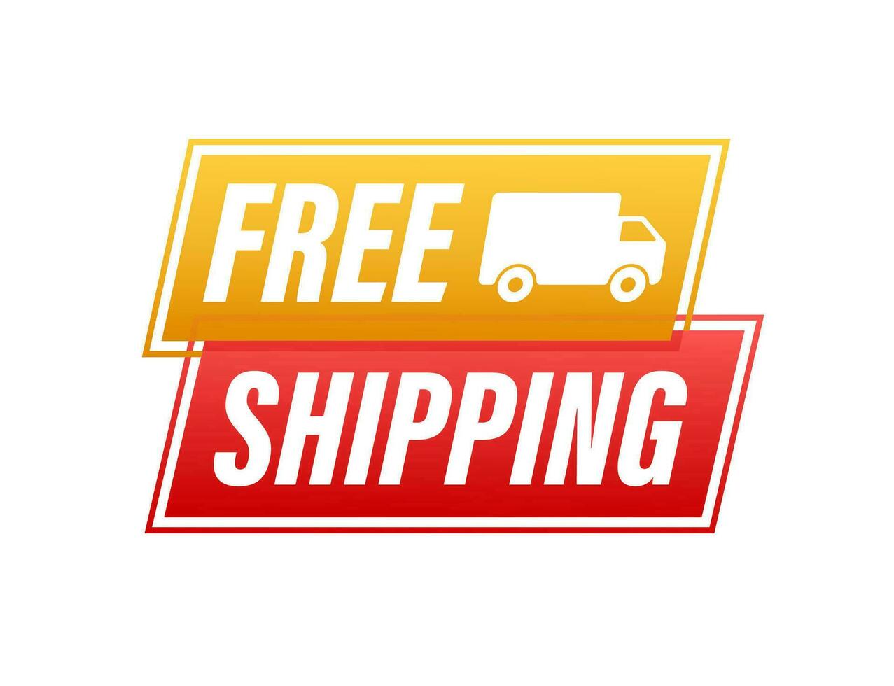 Free shipping. Badge with truck. Vector stock illustrtaion.