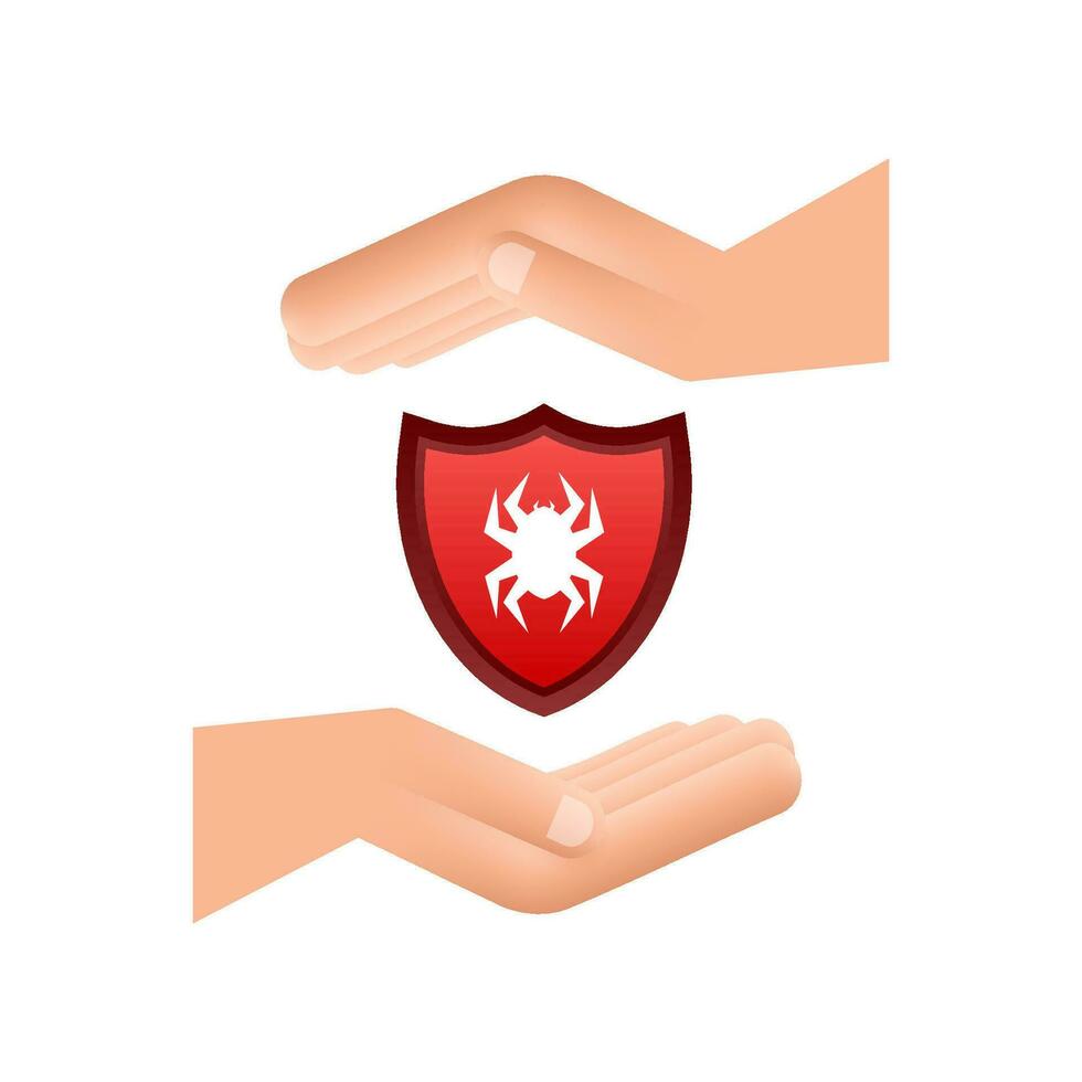 Danger symbol of virus over hands Motion graphics . Virus protection. Computer virus alert. Safety internet technology, data secure 4k vector