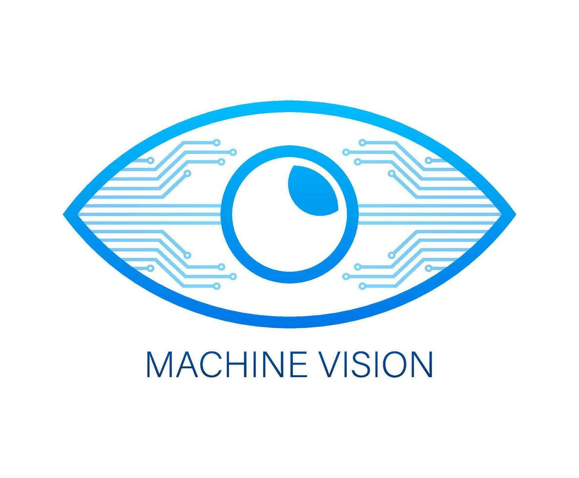 Machine vision sign, label. Vector stock illustration.