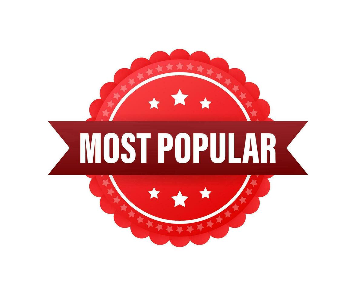 Most popular badge, ribbon isolated on white background, sticker, label. Motion graphics 4k vector