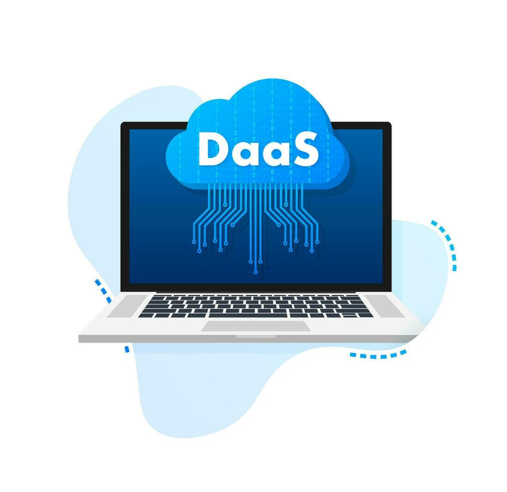 DaaS - Desktop as a Service. Cloud based software. Vector stock illustration.