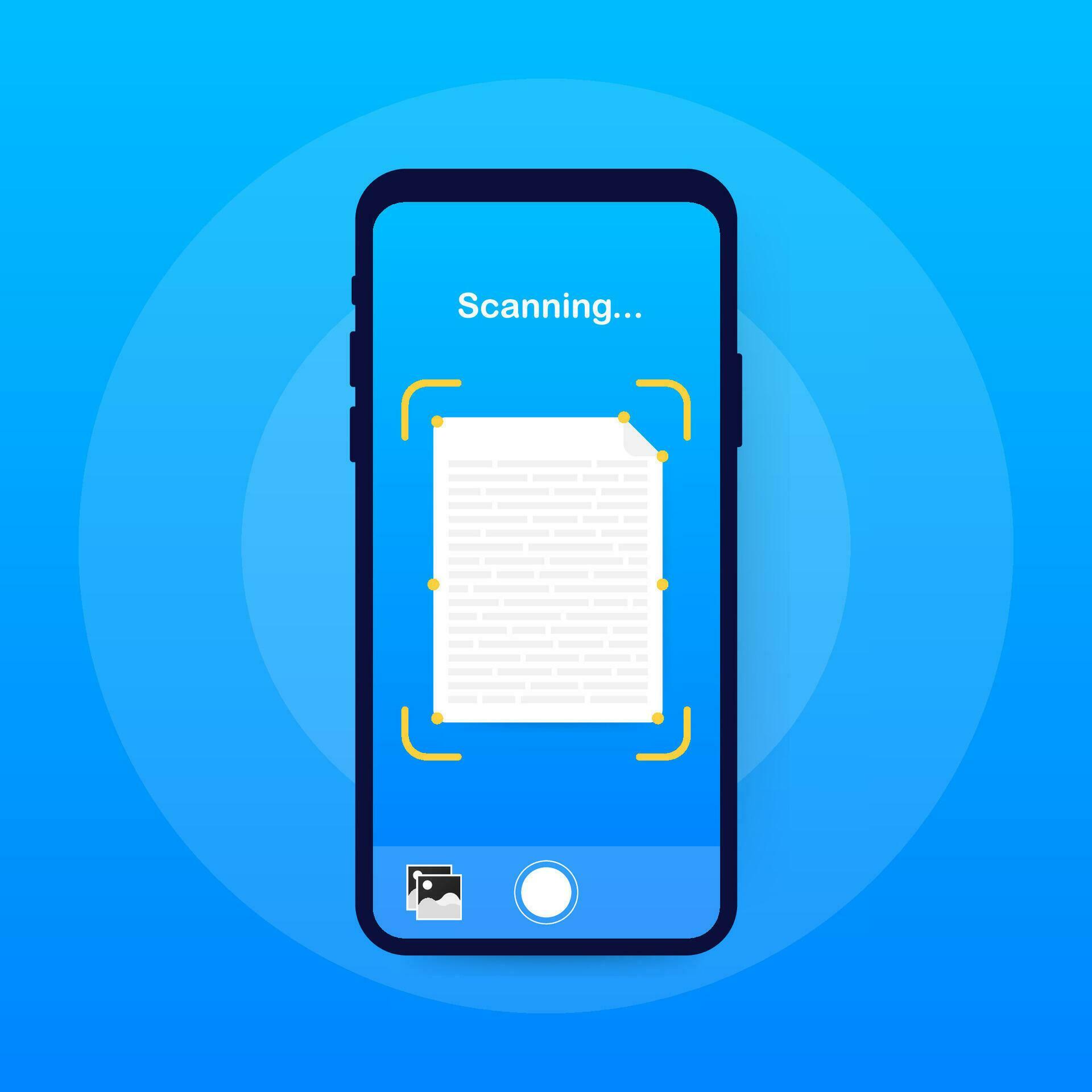 Text scan. Document scanner smartphone interface vector template ...