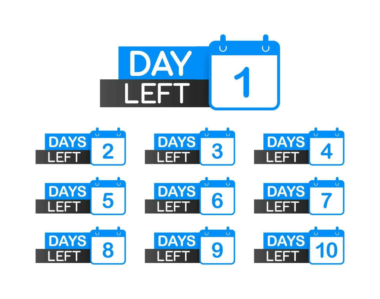 Days countdown. Days to go 1 2 3 4 5 6 7 8 9 10. The days left badges set. Product limited promo vector