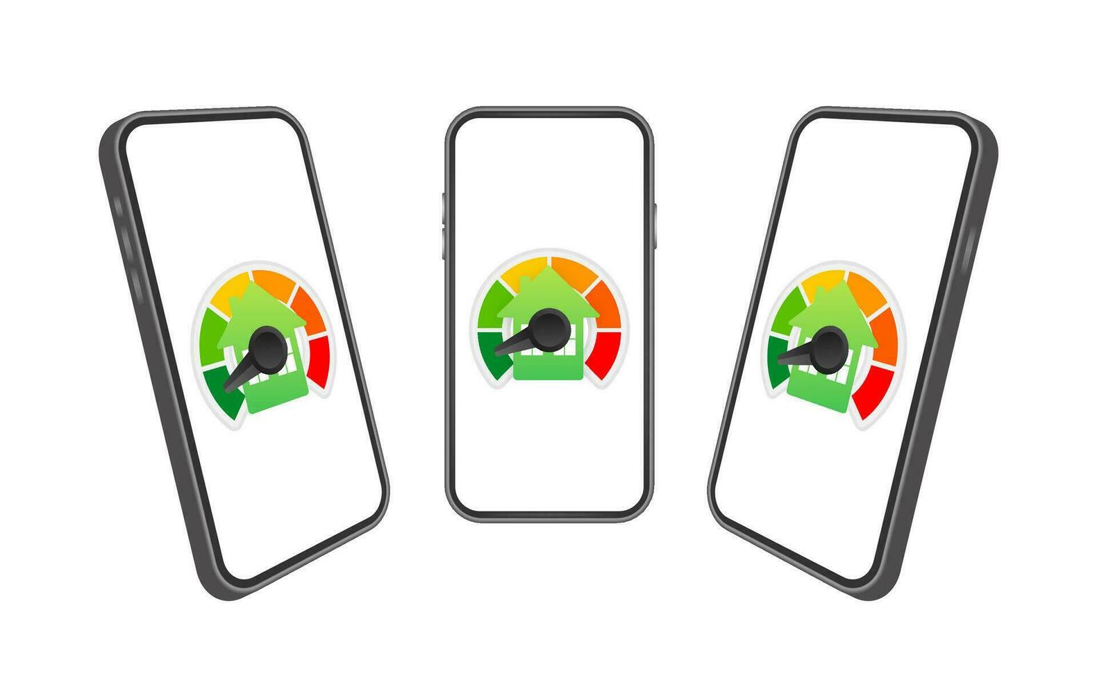 Energy efficient chart on smartphone. Green energy. Vector stock illustration.