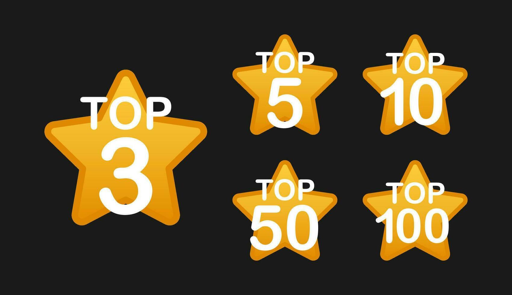 Top 3, 5, 10, 20, 50, 100 rating chart. Best in the ranking. vector