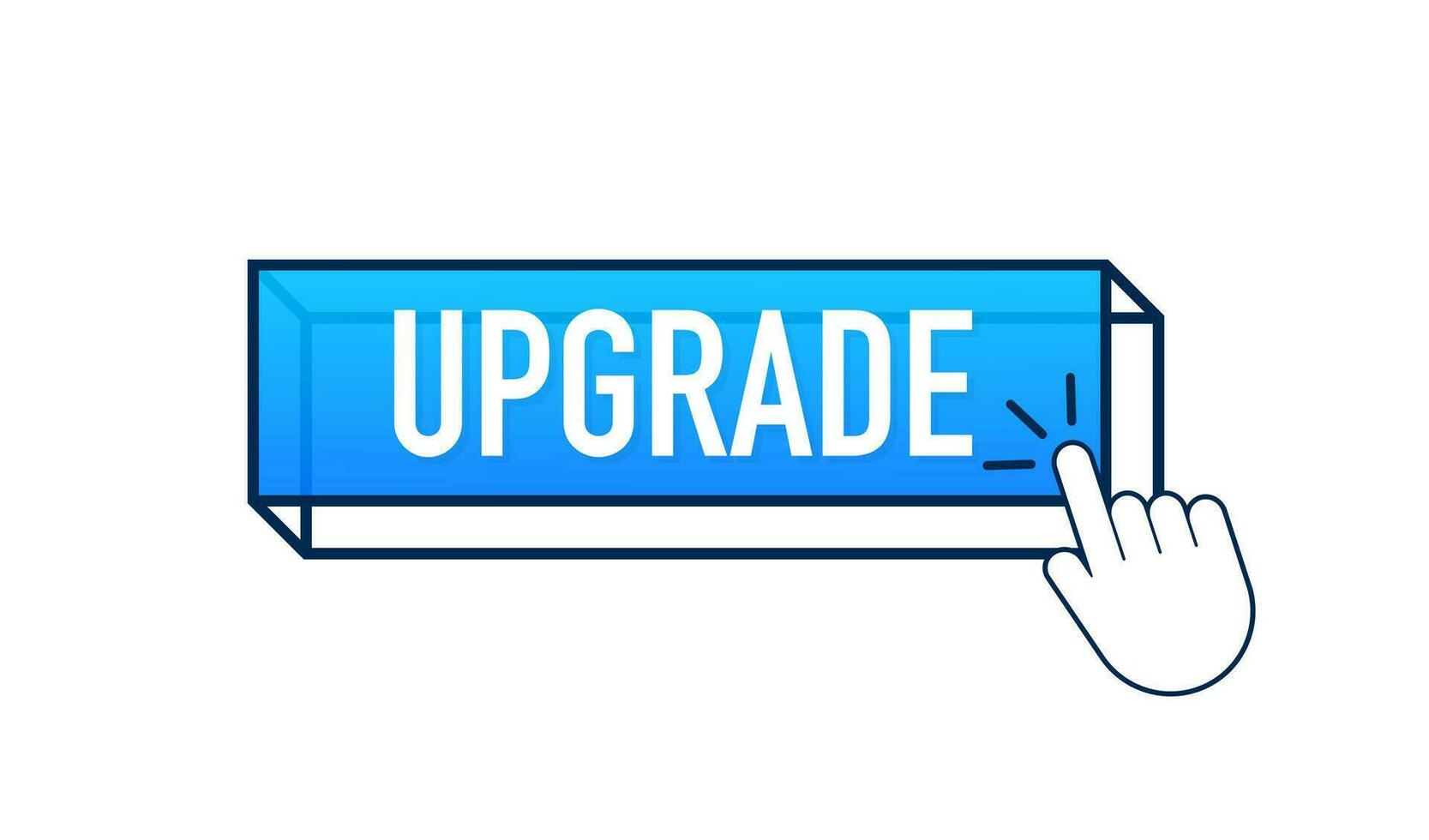 Upgrade flat blue button on white background. Motion graphics design 4k vector