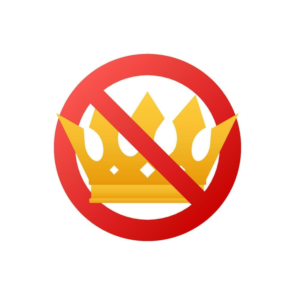 No crown. Forbidden crown icon. No king Motion graphics sign. Prohibited prince. Motion graphics 4k vector